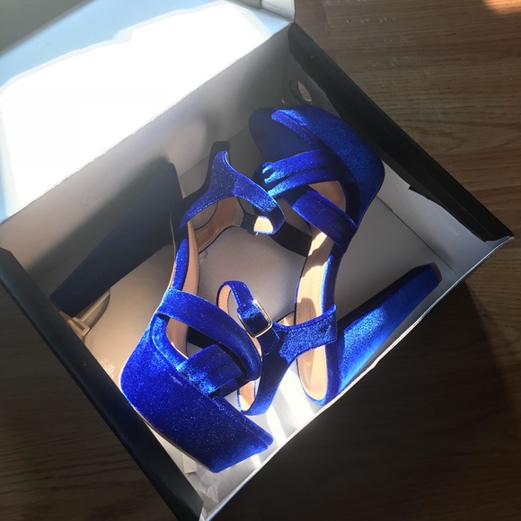 Shoes - Blue Velvet platform heels